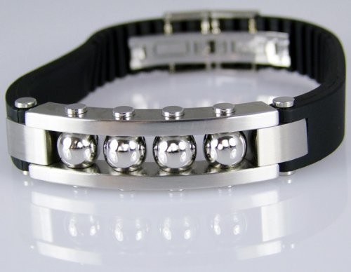 MINOTT JEWELRY Hochwertiger Herrenarmband Edelstahl - Kautschuk RSP055