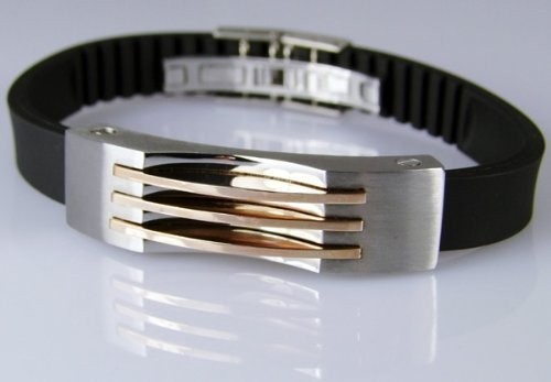 Minott Hochwertiger Herrenarmband Edelstahl - Kautschuk RSP028-B