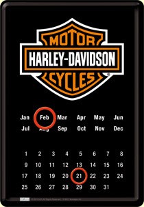 Nostalgic-Art Blechpostkarte Harley-Davidson Logo Kalender 10 x 14 cm na-10142