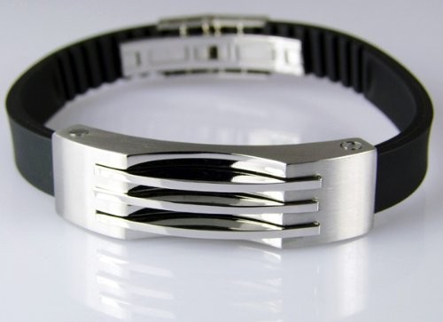 Minott Hochwertiger Herrenarmband Edelstahl - Kautschuk RSP028