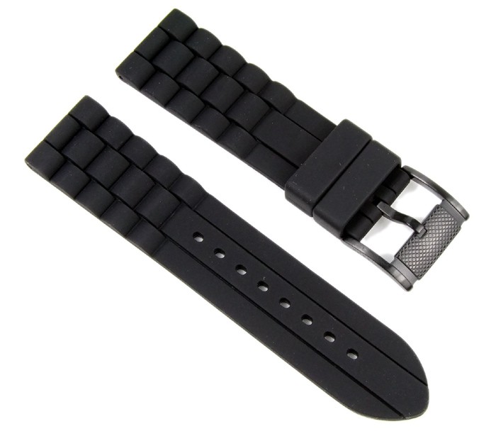 Fossil Ersatzband Uhrenarmband Silikon Band Schwarz 24mm für Herrenuhr