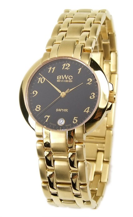 BWC Swiss Made Armbanduhr Saphirglas Analoguhr Gold IP Uhr 20774.51.06