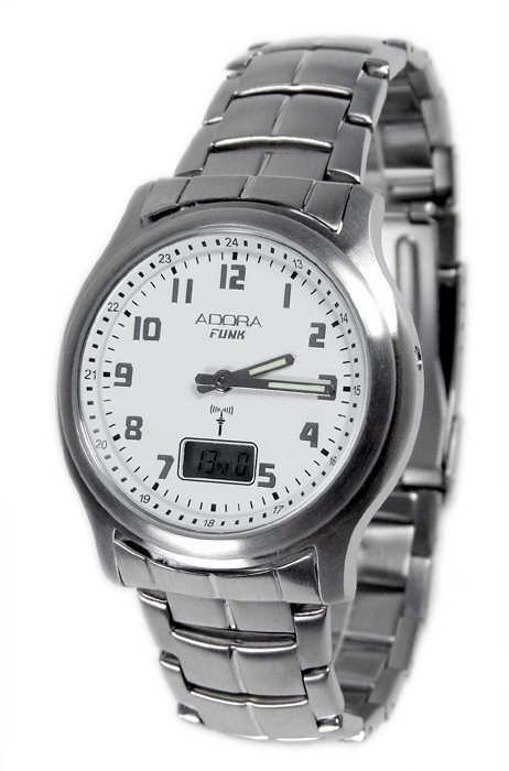 Adora Herrenuhr Funkuhr Armbanduhr Edelstahl Analog/Digital Uhr AF7007