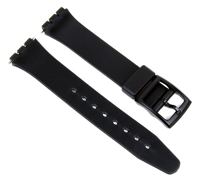 Eulit Ersatzband Uhrenarmband Kunststoff 17mm für Swatch Uhren schwarz